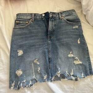 Zara Mini Denim Distressed Skirt
